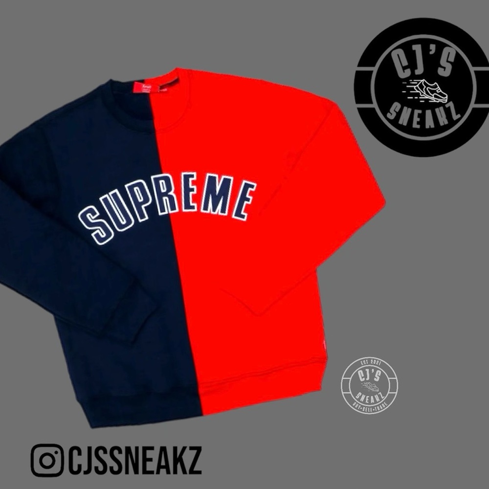 Men’s Supreme Split Crewneck Sweatshirt Navy - Brand New Size Medium
